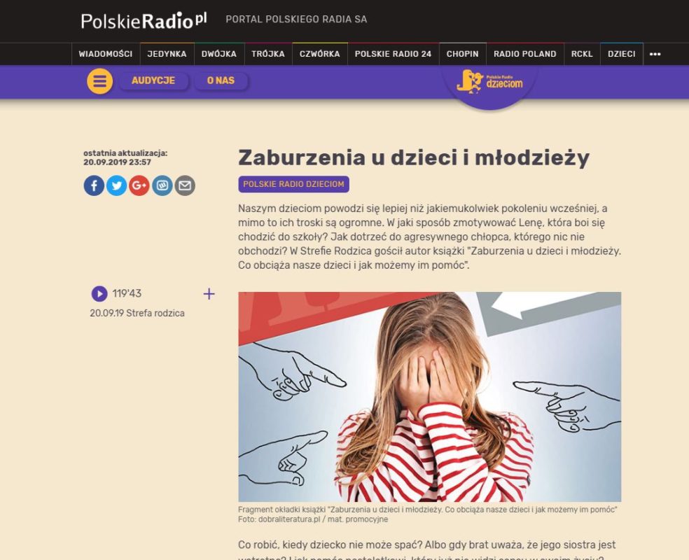 „Zaburzenia u dzieci i młodzieży" - audycja z cyklu Strefa Rodzica